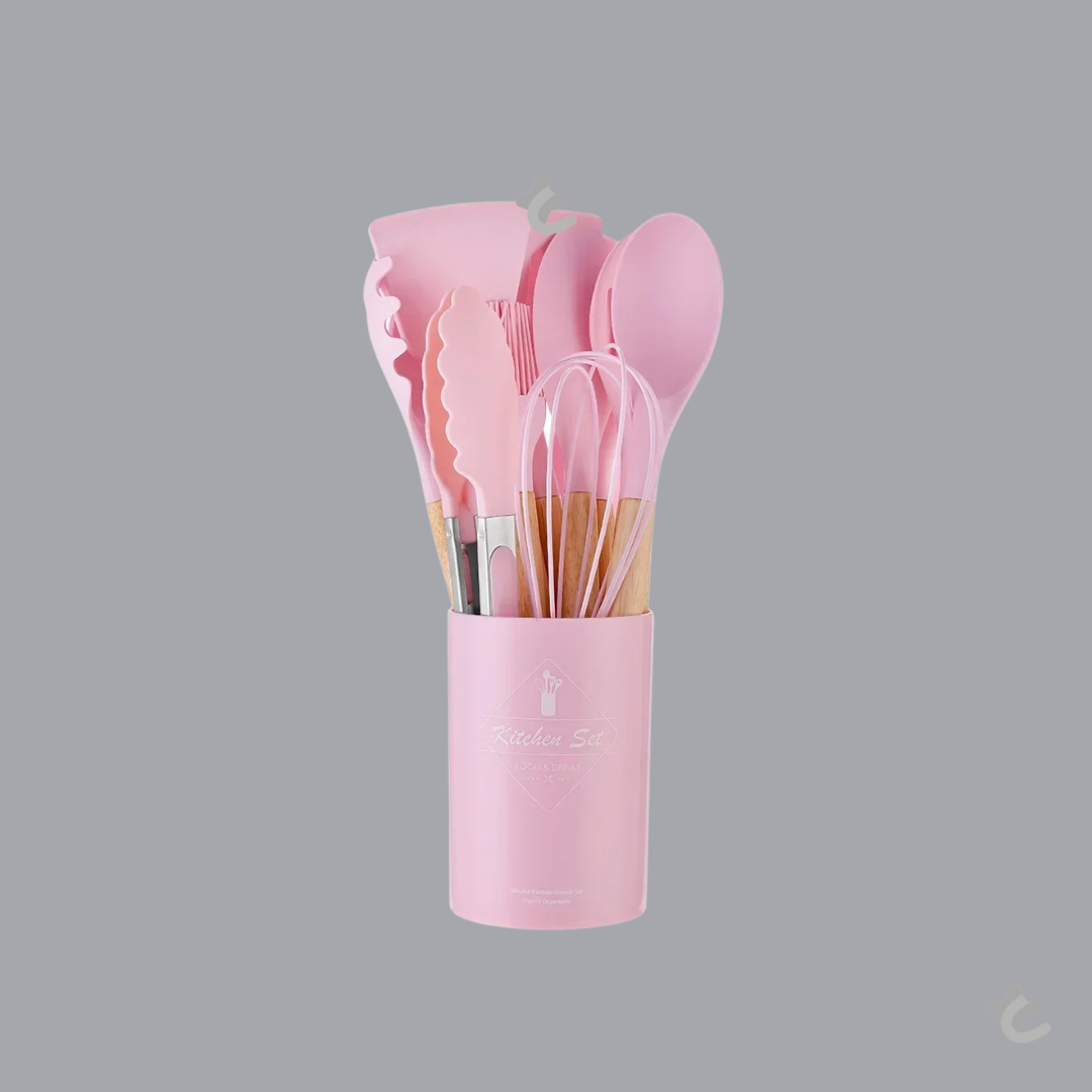 Kit Utensílios de Cozinha 12 Peças Silicone com Organizador Delicate