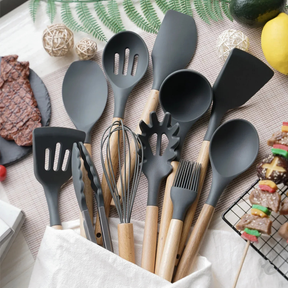 Kit Utensílios de Cozinha 12 Peças Silicone com Organizador Delicate