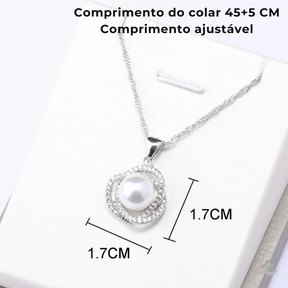 Conjunto Luxo de Pérola + Anél Ajustável de Brinde Exclusivo.