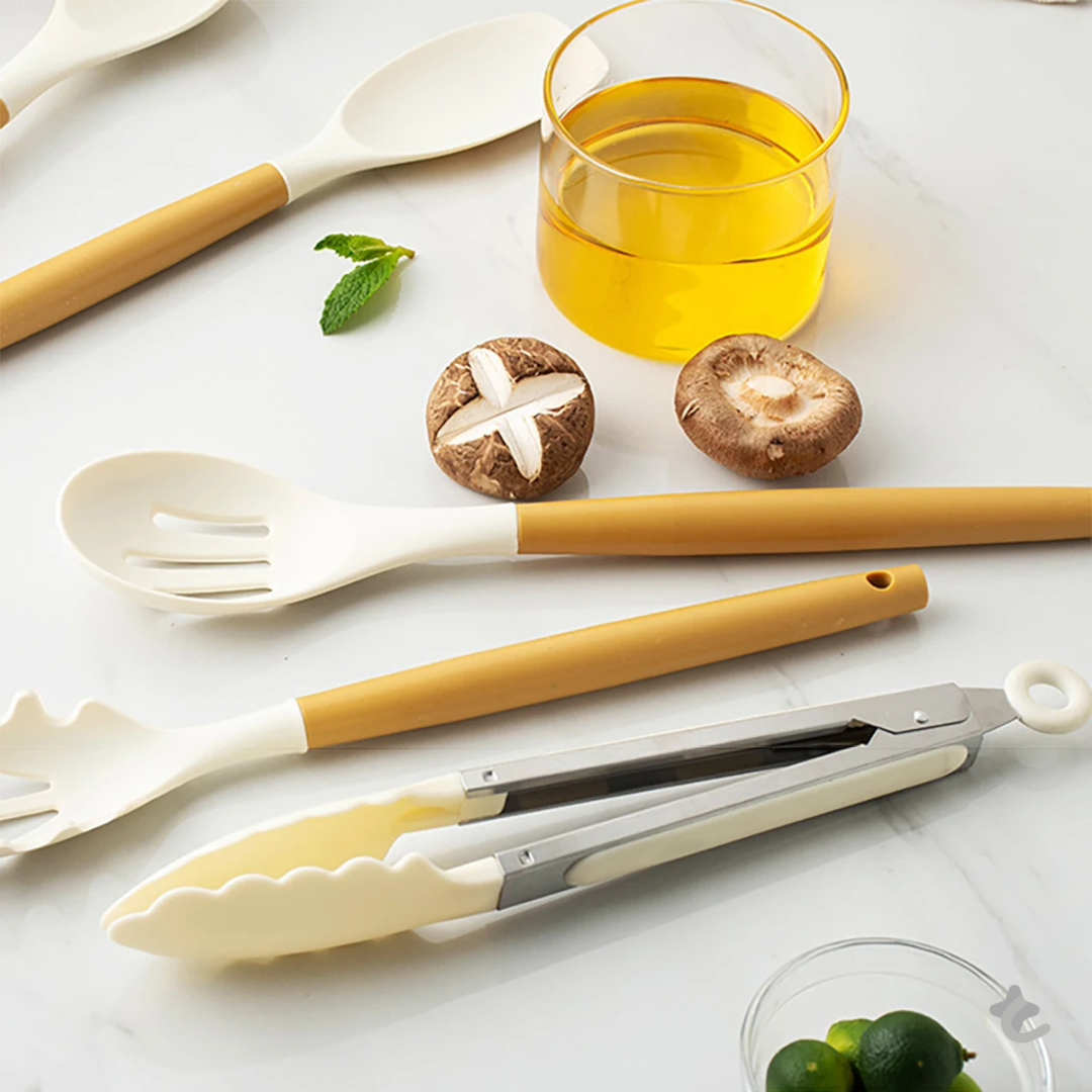 Kit Utensílios de Cozinha 12 Peças Silicone com Organizador Delicate